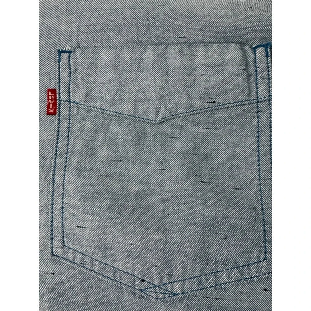 Levi's VintageButton Down ShirtMen XL Blue Short Sleeve Speckled‎ Snaps